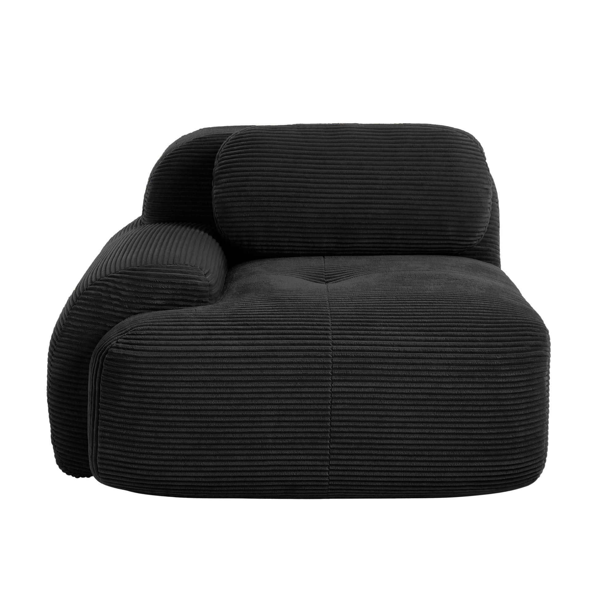ECKSOFA 104/103/75 cm schwarz aus Cordstoff modular ohne Montage - Schwarz, Textil (103/104cm) - OKWISH