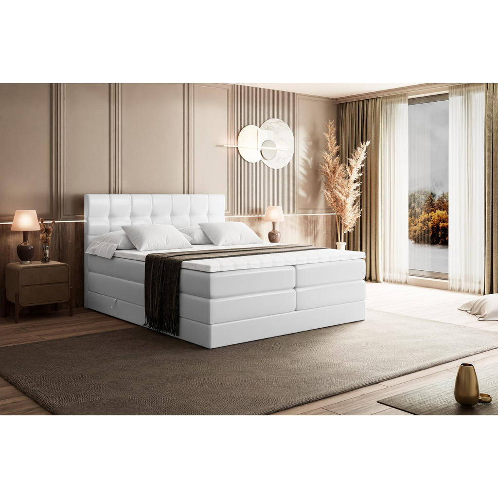 Thumbnail - Altdecor Boxspringbett, Weiß Hochglanz, Holzwerkstoff, Höhe ca. 38 cm, 180x200 cm, Schlafzimmer, Betten, Boxspringbetten