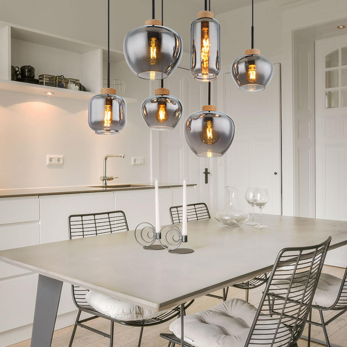 LED HÄNGELEUCHTE Metall Grau Rauchglas - Grau, Glas (80/40/120cm) - Globo Lighting