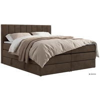 BOXSPRINGBETT ALVER KING 160/200 - Braun Velvet - Topper T25 - H3 - Schwarz/Braun, Kunststoff/Textil (160/200cm) - MKS