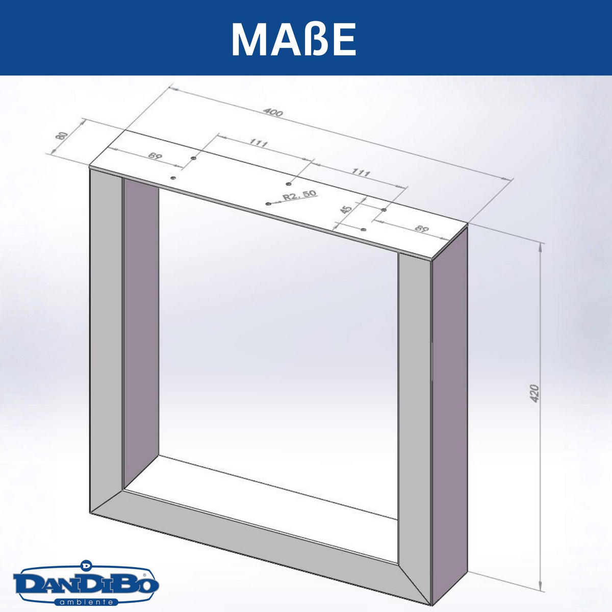 BANKGESTELL Edelstahl 40/43 cm - Edelstahlfarben, Metall (40/43/8cm) - DanDiBo