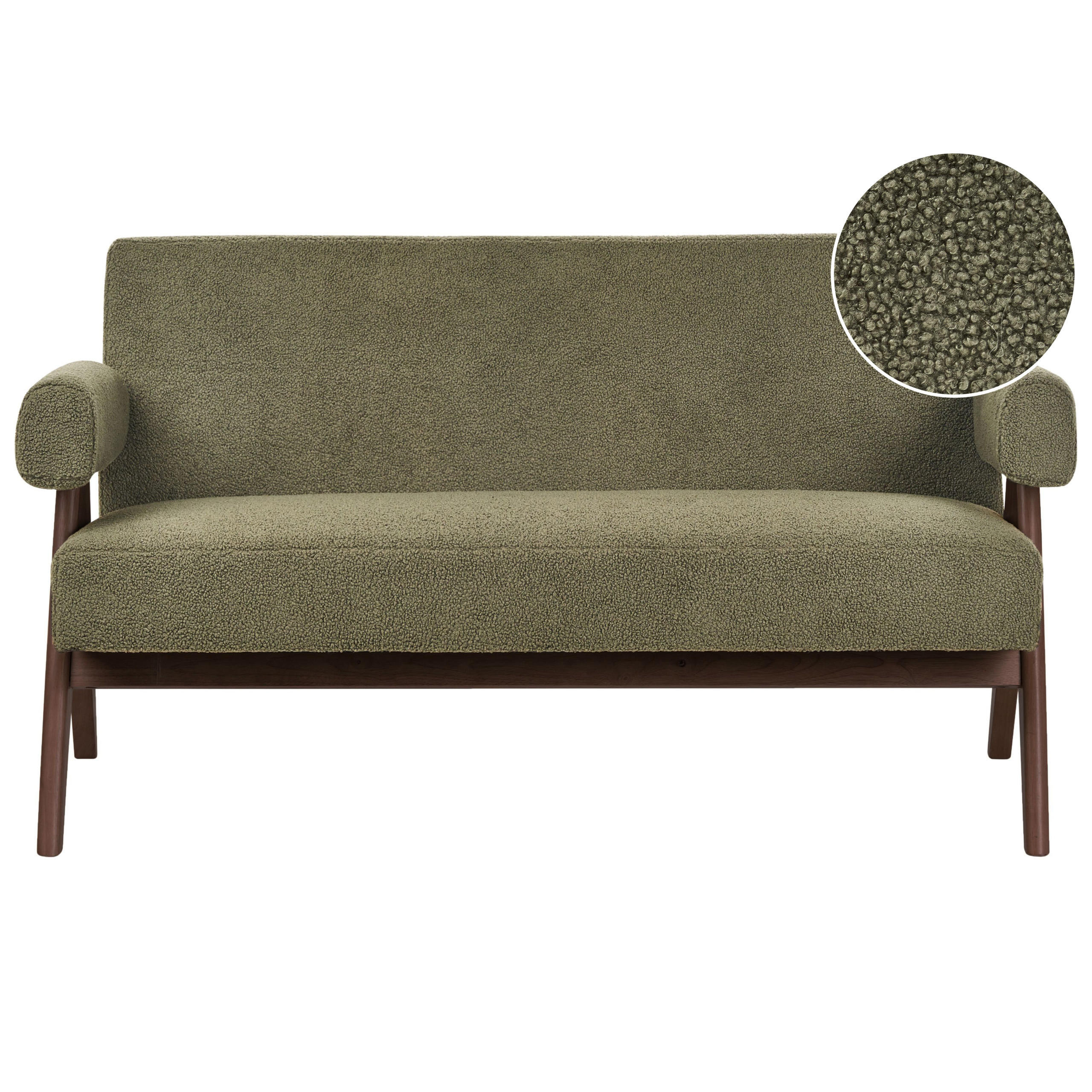 2-SITZER-SOFA Bouclé Grün/Dunkelbraun Tamre - Braun/Grün, Textil (148/79/78cm) - Beliani