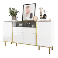 SIDEBOARD aus MDF/Spanplatte in Weiß Hochglanz mit LED, 4 Türen und Schublade, 150/40/80 cm, Weiß - Weiß, Holzwerkstoff (40/80/150cm) - Redom