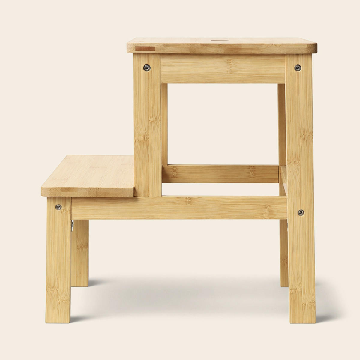 HOCKER Krok Bambus H. 46 cm - Weiß, Naturmaterialien (44/46/44cm) - NUXIO
