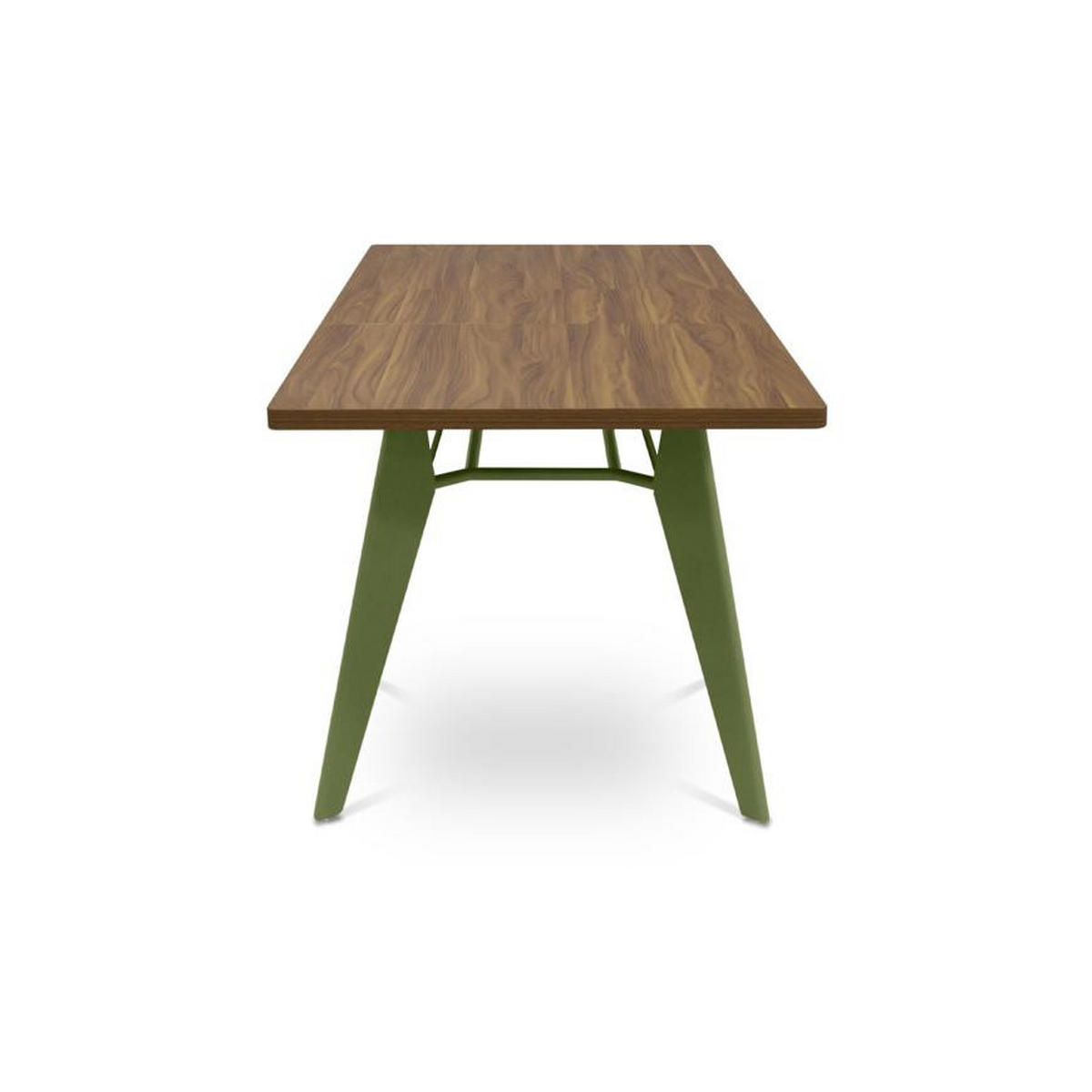 ESSTISCH ausziehbar 140/180cm Metallbeine Khaki und Tischplatte Nussbaum-Optik Meloe - Nussbaumfarben/Grün, Holzwerkstoff/Metall (90/140/76cm) - Sicaan