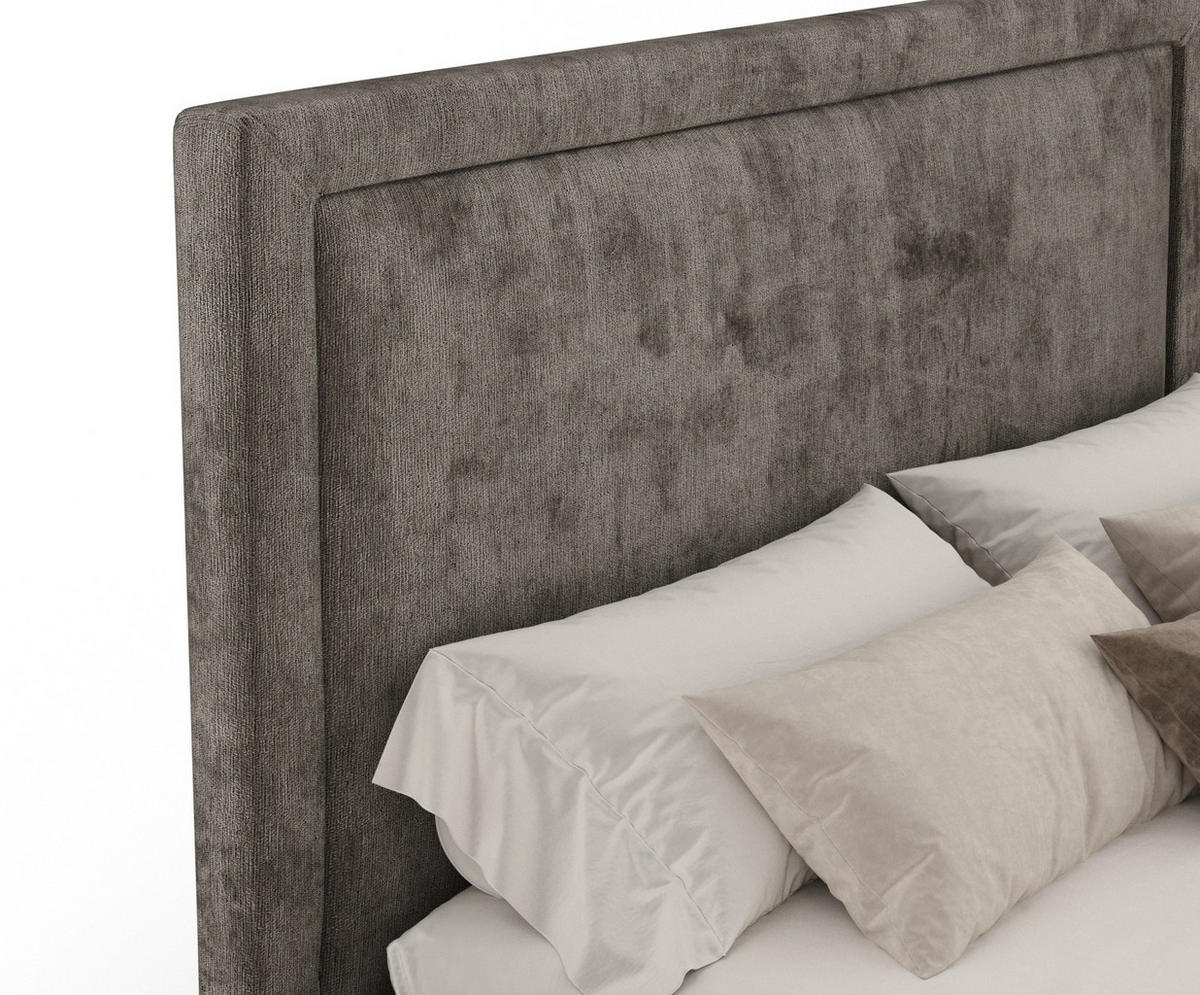 POLSTERBETT Ordina Grau Braun 140/200 cm im Chenille-Stoff - Graubraun/Schwarz, Holz/Holzwerkstoff (140/200cm) - Maison de Reve