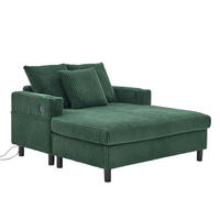 RELAXLIEGE XXL Polsterliege,Relaxsessel,3 Zierkissen,Cord,Grün - Grün, Textil (128/85/142cm) - LVHOM