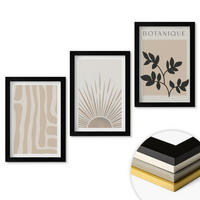 WANDBILDER 3er-Set - 20x30 cm Schwarzer Rahmen - Abstrakte Pflanzenmuster - Schwarz, Kunststoff (20/30cm) - ArtPrintCave