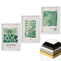 WANDBILDER 3er-Set - 40x60 cm Weißer Rahmen - Formen grüner Blätter - Weiß, Kunststoff (40/60cm) - ArtPrintCave
