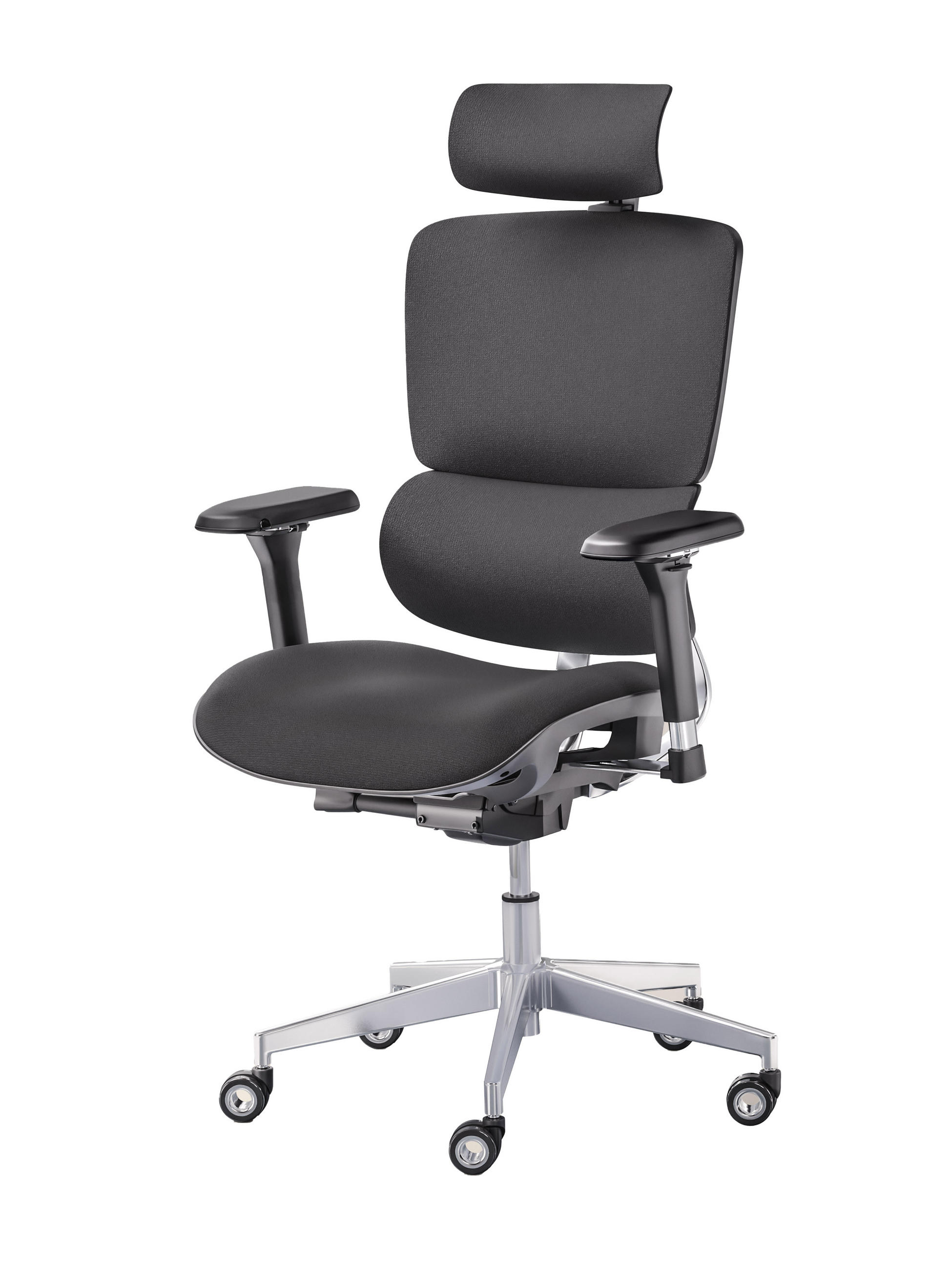 BÜROSTUHL MasterSeat Schwarz - Silberfarben/Schwarz, Kunststoff/Textil (70/135/70cm) - Clouvou