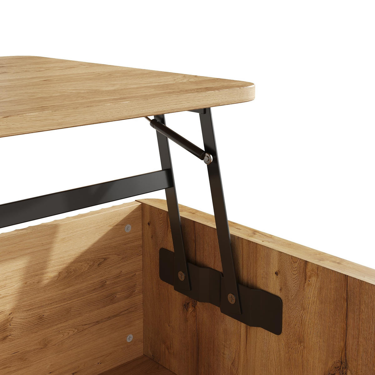 COUCHTISCH aus MDF 95x48x50 cm Natur mit Hubfunktion, Stauraum und offenem Seitenfach - Naturfarben, Holzwerkstoff (95/48/50cm) - IVMEU