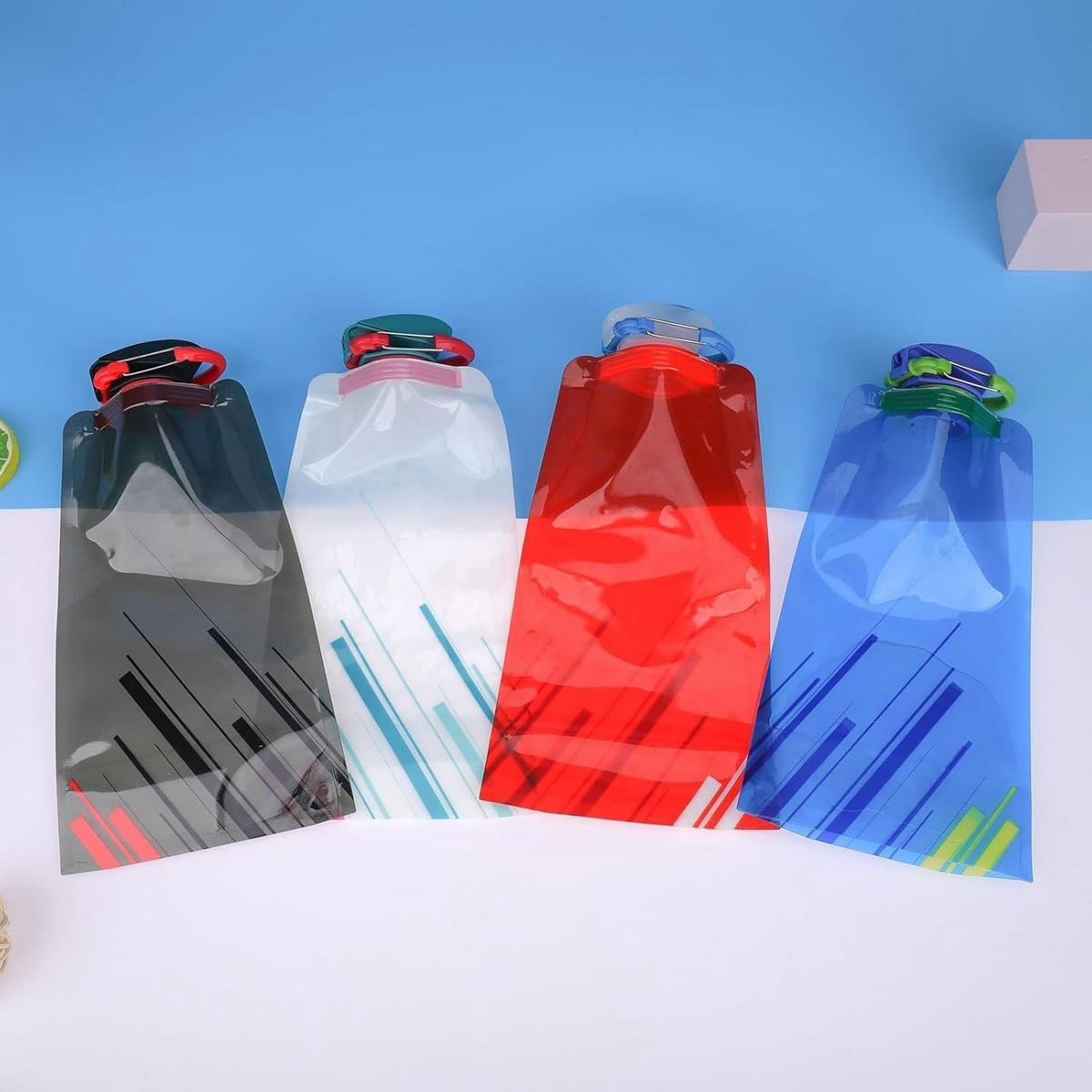 TRINKFLASCHE 4er Set 700 ml BPA-frei faltbar - Multicolor, Kunststoff (13/13cm)