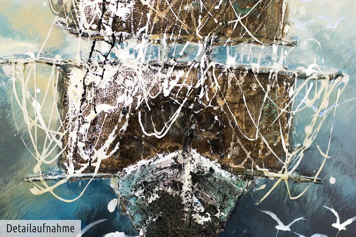 ACRYLBILD HANDGEMALT 60/90 cm - Blau, Holz/Textil (1.82/90cm) - KUNSTLOFT