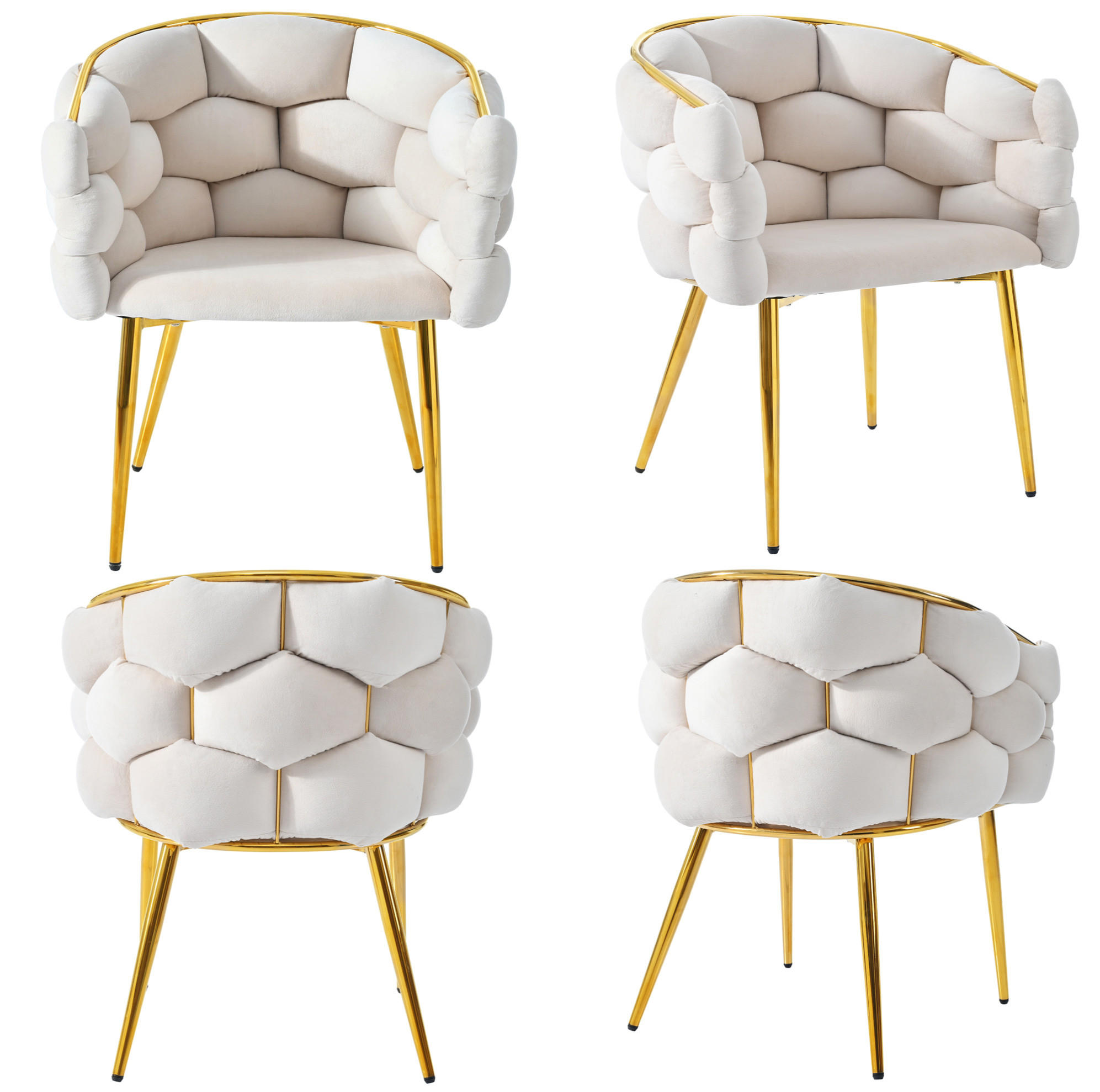 ESSZIMMERSTUHL 4er-Set 44 x 41 x 74 cm Samt Beige - Beige, Metall (41/74/44.1cm) - Meubliv