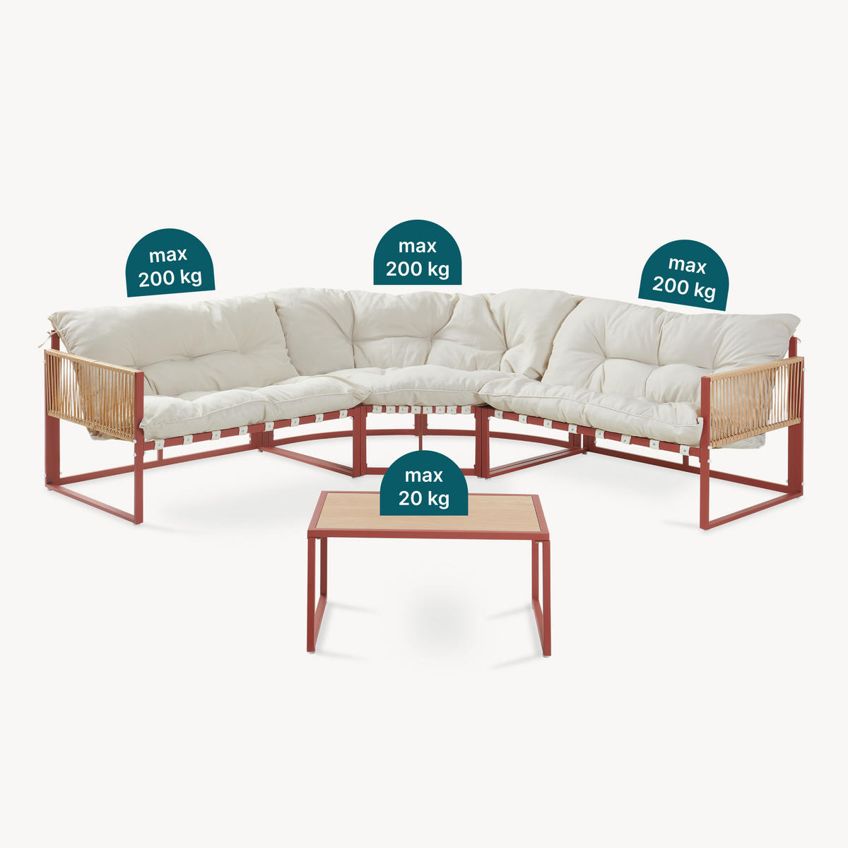 GARTENMÖBEL-SET 4 TLG. Karg - Eichefarben/Beige, Kunststoff/Metall - casa.pro