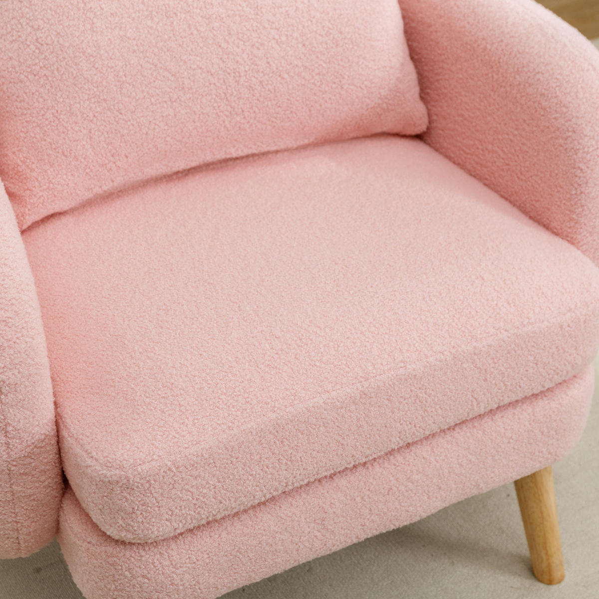 SESSEL Teddystoff Rosa mit Kissen - Rosa, Holz/Holzwerkstoff (71/71/72cm) - WISHDOR