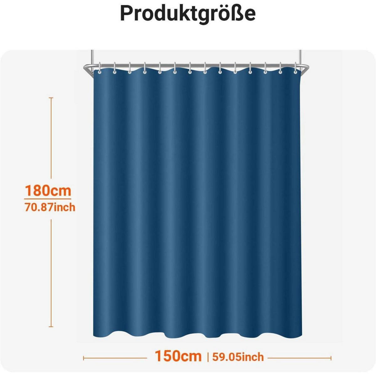 DUSCHVORHANG Dunkelblau 150 x 180 cm - Dunkelblau, Textil (150/180cm)