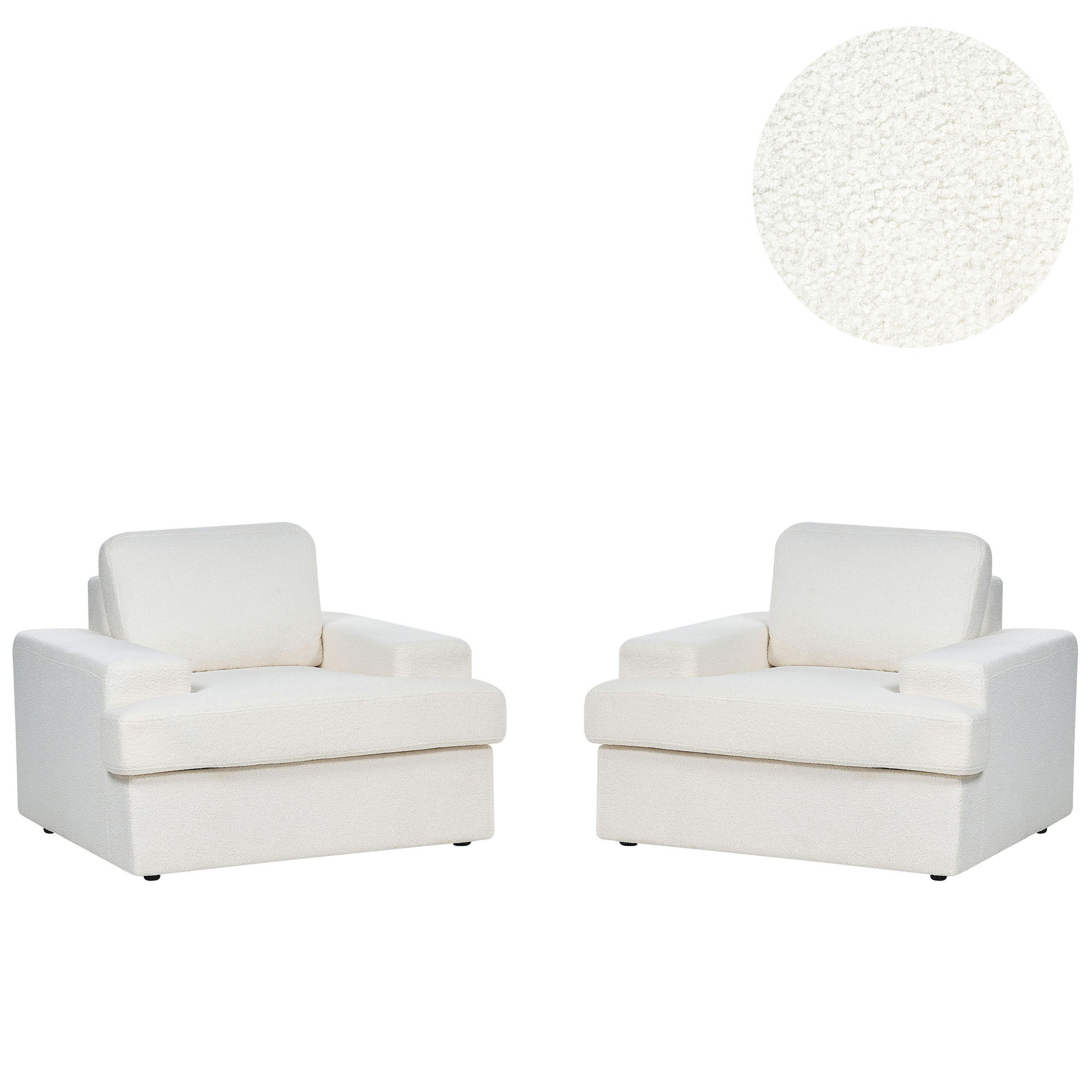 SESSEL 2er-Set Bouclé cremeweiß Alla - Weiß, Textil (108/85/103cm) - Beliani