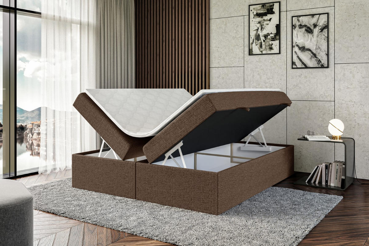 BOXBETT mit H4-Matratze und Lattenrost - MARCE BW - 160x200 Braun - Braun, Holzwerkstoff (160/200cm) - ALTDECOR