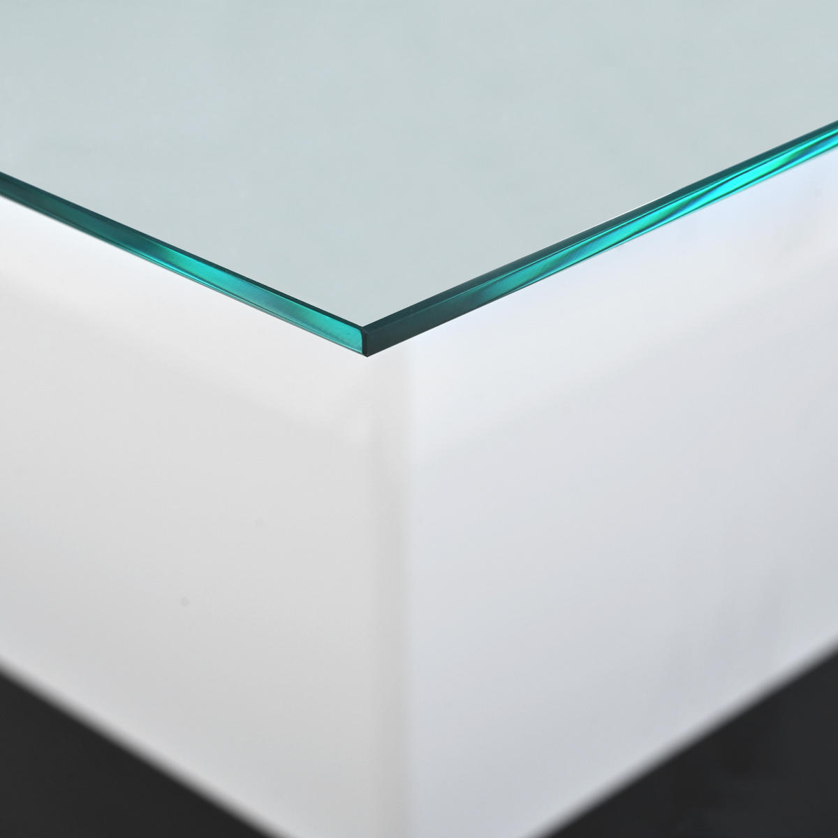 COUCHTISCH aus Glas 80x40x80 cm in Weiß mit LED-Beleuchtung - Weiß, Holzwerkstoff (80/80/40cm) - Modfu