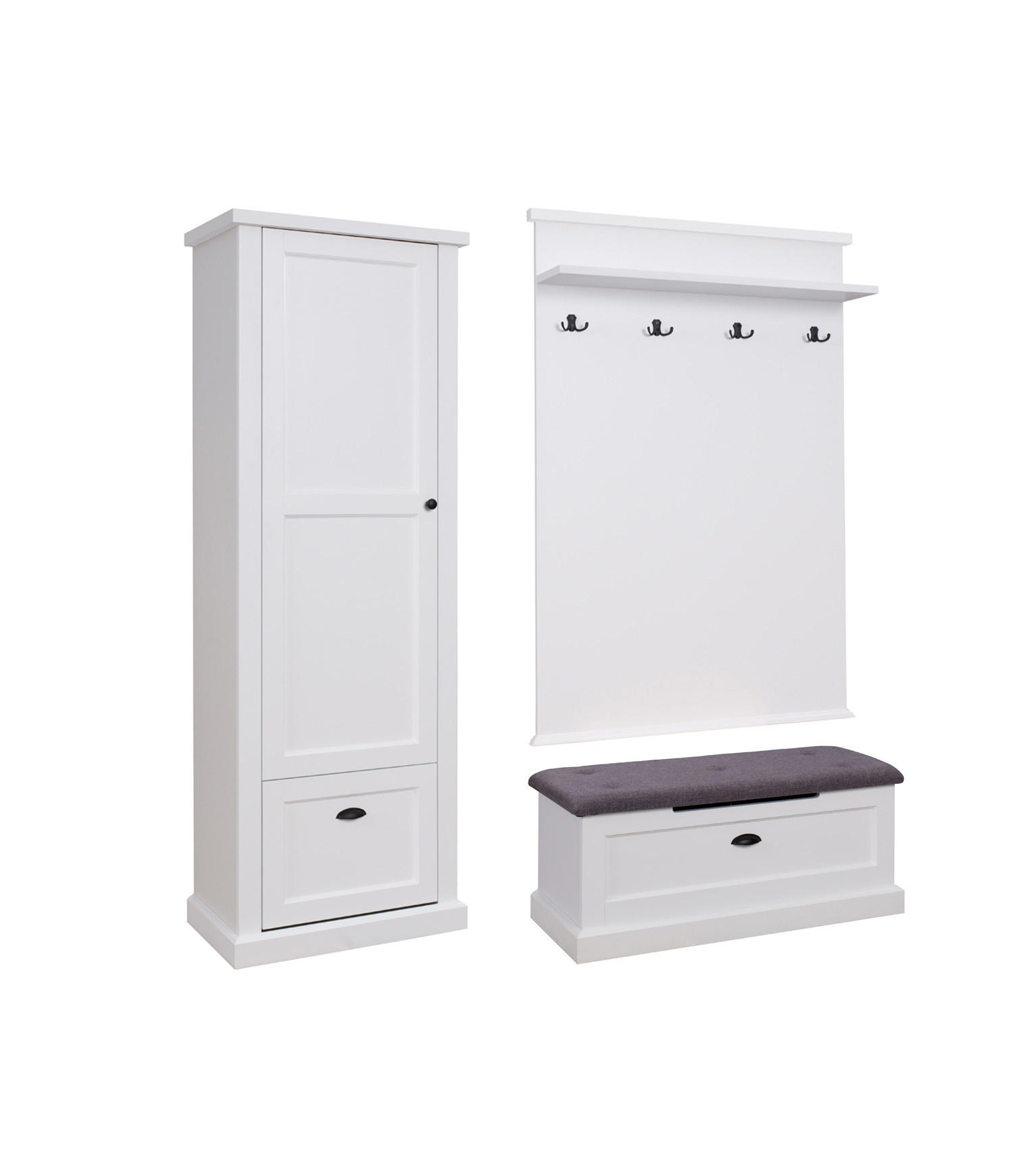 Feldmann-Wohnen Garderoben-Set Weiß, Eiche 172x200x42 cm