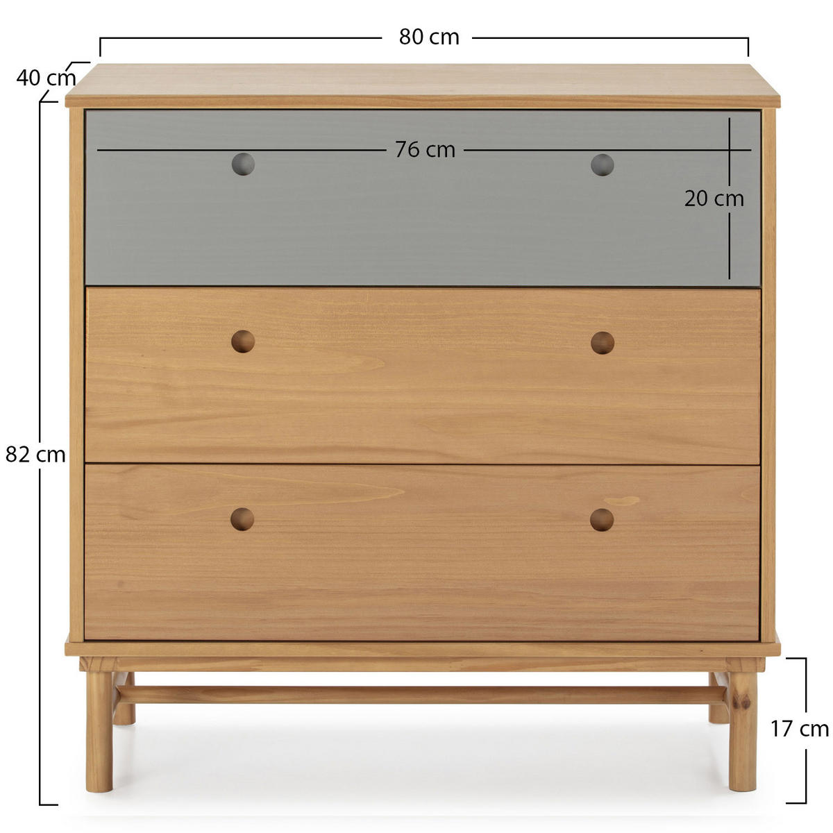 KOMMODE 80/82/40 Magnus - Wildeiche, Holz (80/82/40cm)