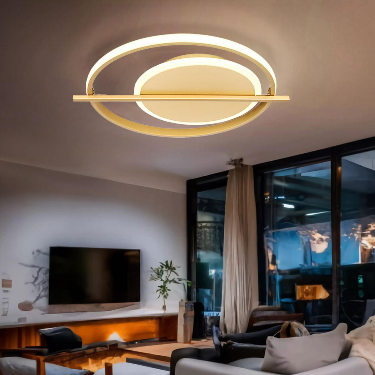 LED DECKENLEUCHTE Metall Goldfarben - Goldfarben, Metall (40/36/5cm) - Globo Lighting