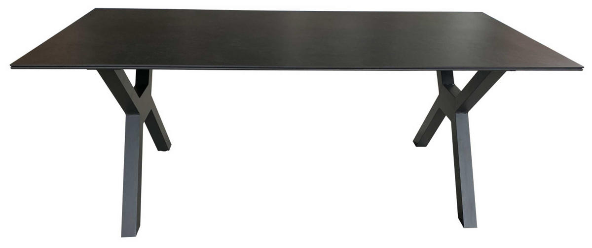 TISCH Granada 200 x 90 cm dark grey Aluminium - Grau, Metall (200/90/76cm) - Mr. Deko