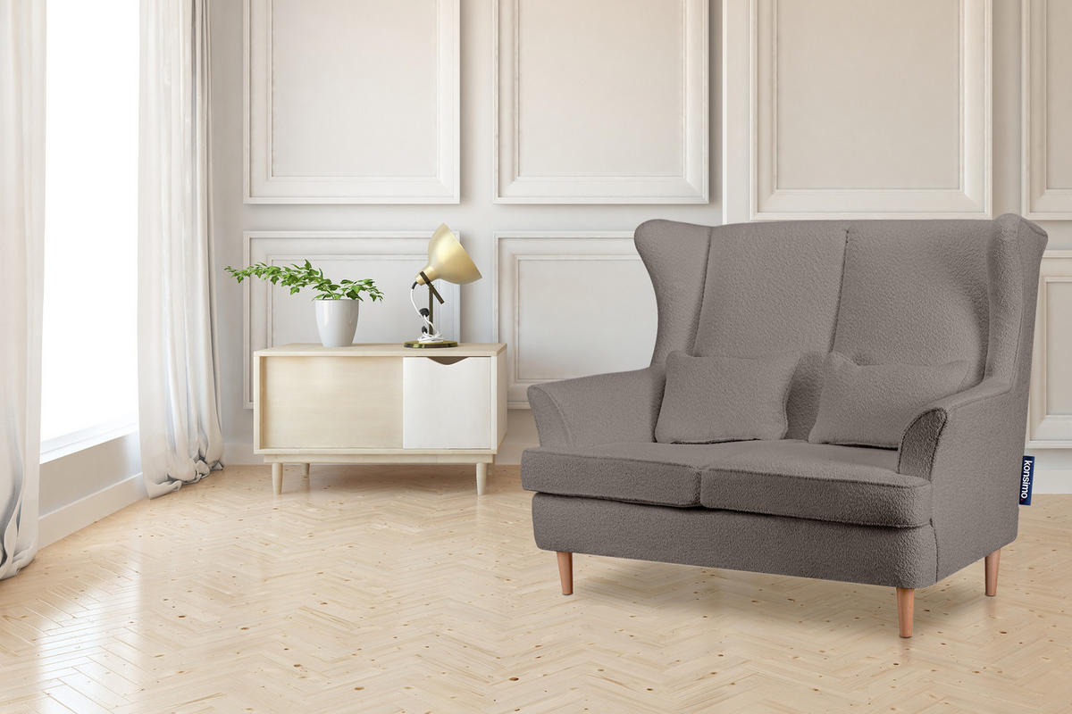 DOPPELSESSEL STRALIS Klassische Stil, Beige - Graubraun, Textil (136/106/96cm) - KONSIMO®