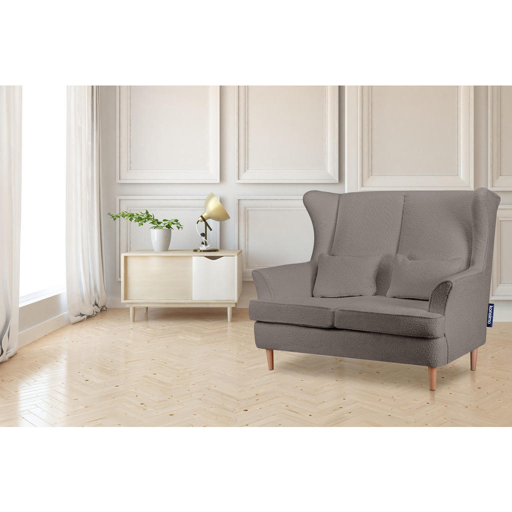 Thumbnail - Konsimo® Doppelsessel, Graubraun, Textil, 136x106x96 cm, Wohnzimmer, Sofas & Couches, Sofas, 2-Sitzer Sofas