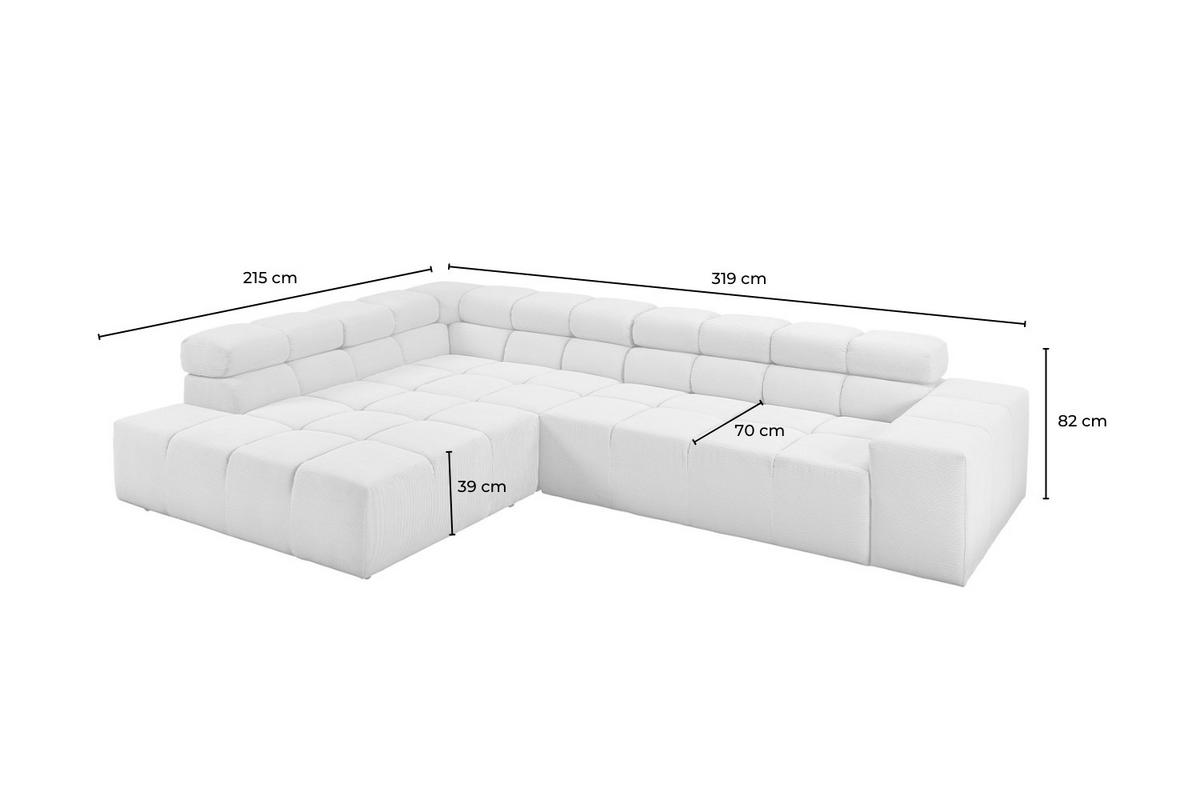 ECKSOFA MIT MOTORISCHEM SITZVORZUG NEVADA Silber Cord - Silberfarben/Schwarz, Kunststoff/Textil (319/215cm) - KAWOLA