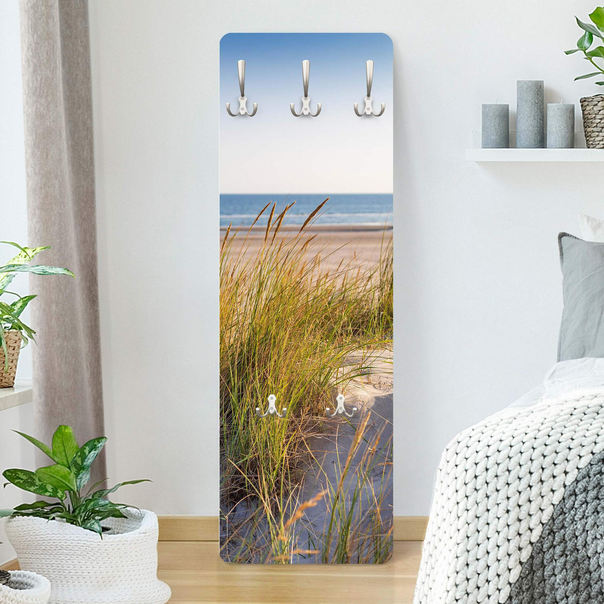 WANDGARDEROBE - Stranddüne am Meer 34/105 cm - Beige, Holzwerkstoff (34/105/1.6cm) - Bilderwelten