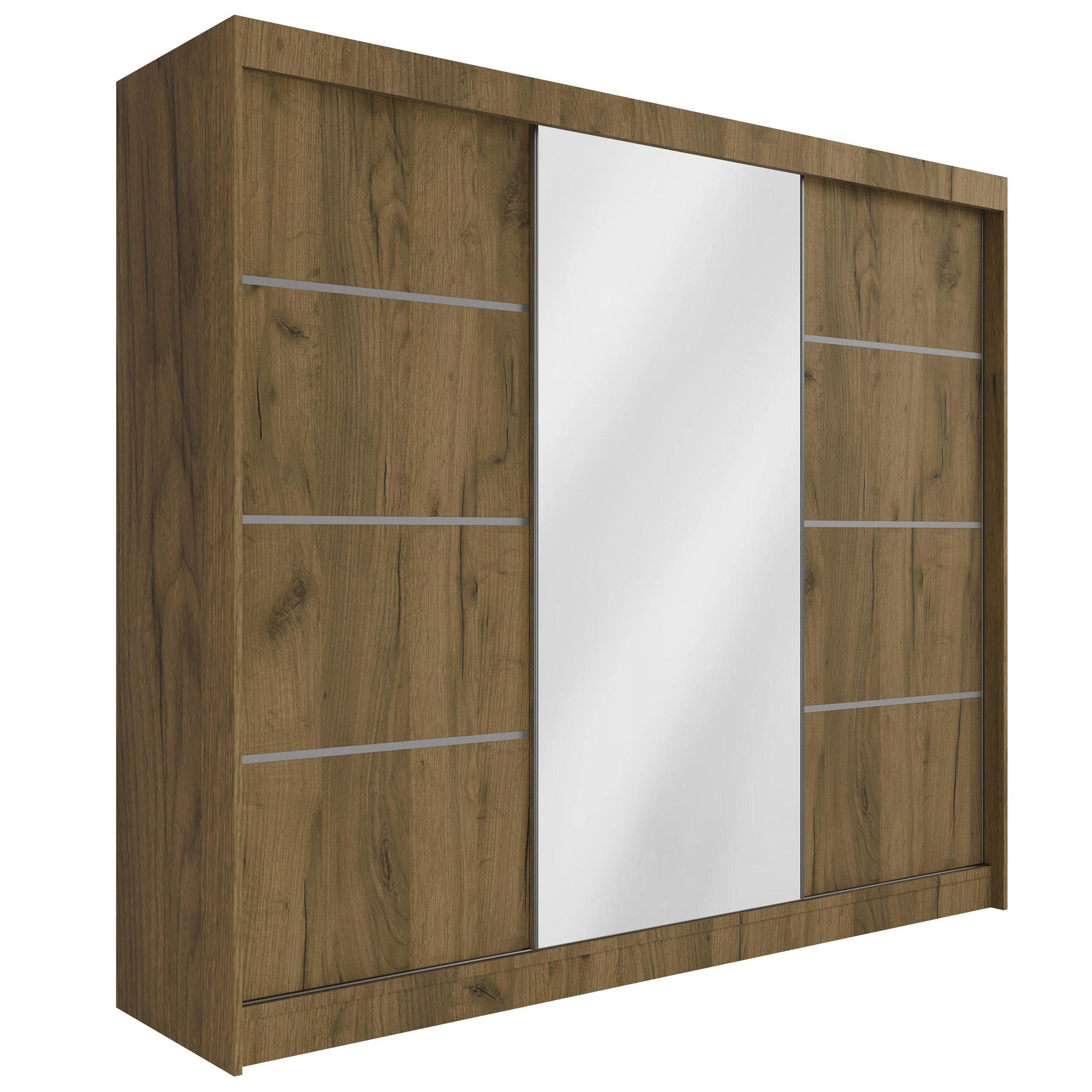 KLEIDERSCHRANK PAOKI - 250 cm - Braun - Braun, Holzwerkstoff (250/215/61cm) - ALTDECOR
