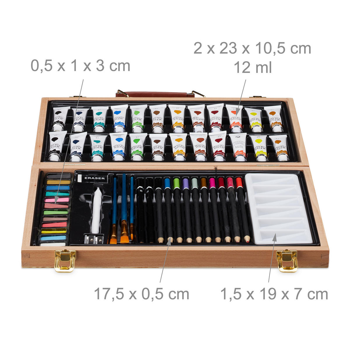 MALKOFFER - Hellbraun, Holz/Kunststoff (37/27/5cm) - Relaxdays