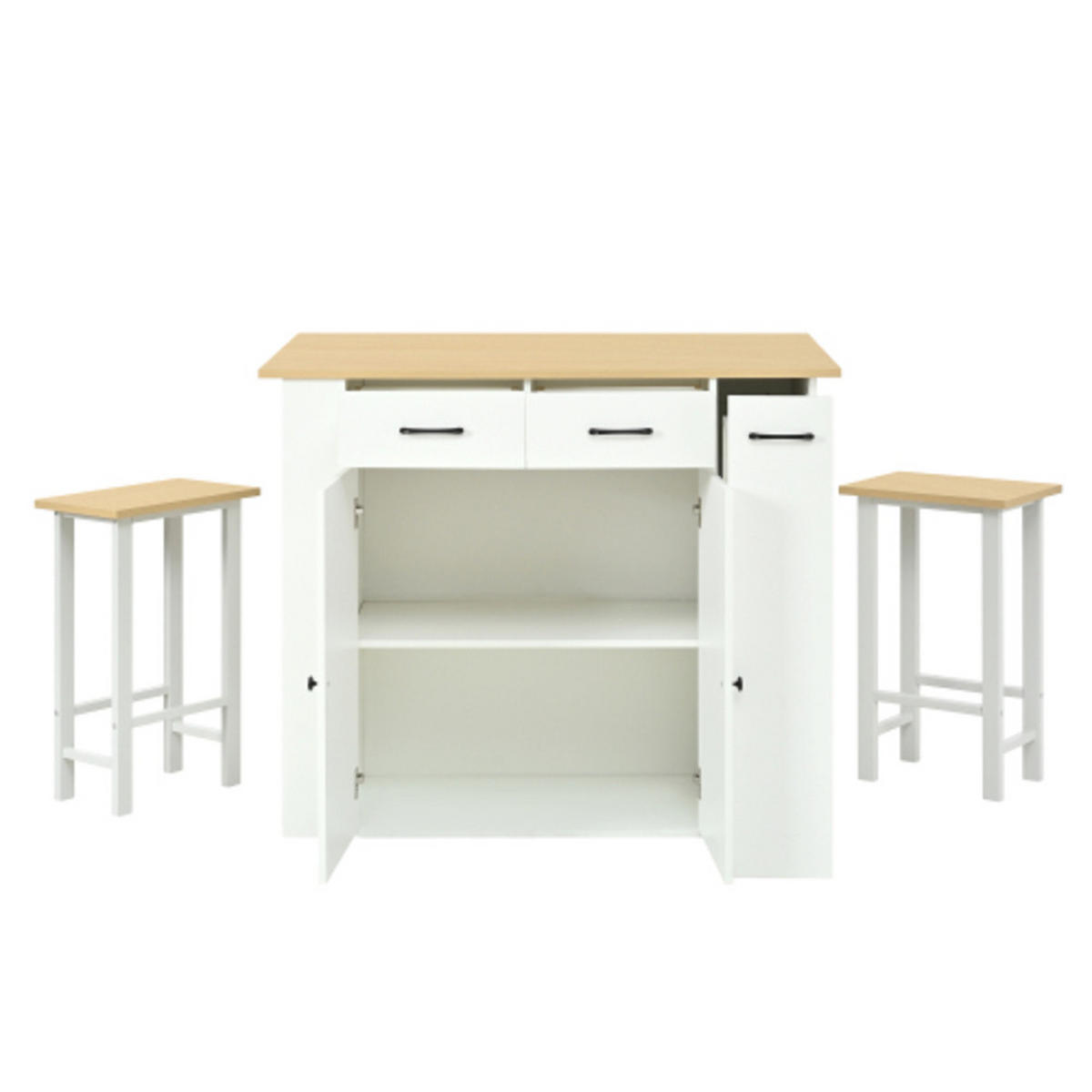 KÜCHENINSEL mit klappbarer Arbeitsplatte weiß 120×45-75×96 cm aus Spanplatte - Weiß, Holzwerkstoff (120/96/75cm) - Luhomfu