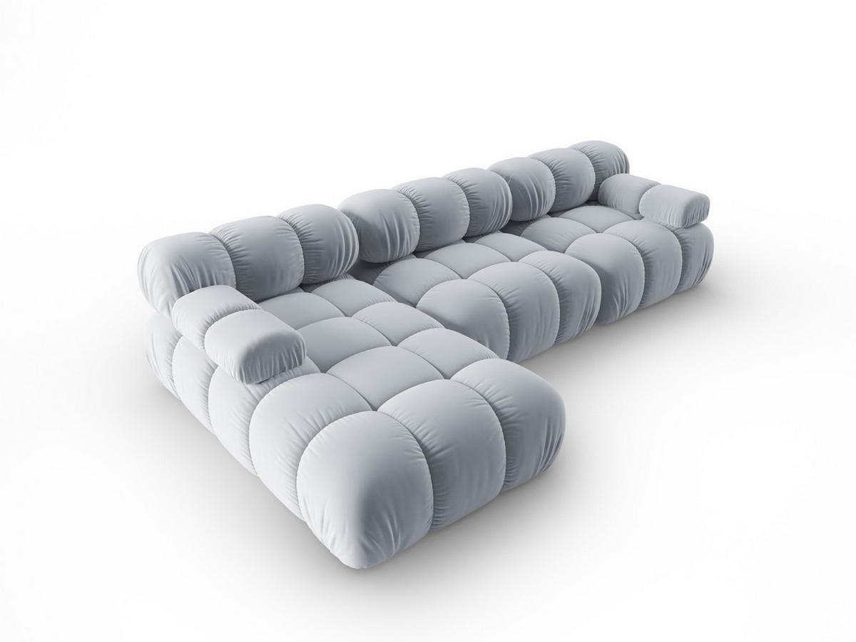 MODULARES-ECKSOFA links Bellis aus Samt hellblau 4 Sitzplätze - Hellblau, Textil (122/285cm) - Micadoni