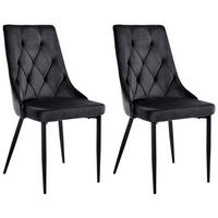 ESSZIMMERSTUHL 2er-Set Schwarz Avenir - Schwarz, Textil (49/95/60cm) - Beliani