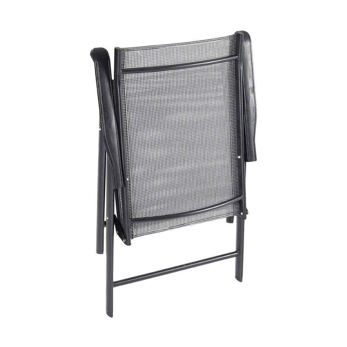 KLAPPSTUHL-SET(4 Stühle) aus Metall Stoff in Schwarz für Garten Balkon oder Terrasse robust wettfest Tragbares Design59 × 66  × 95 cm - Schwarz, Metall (59/95/66cm) - Livingandhome