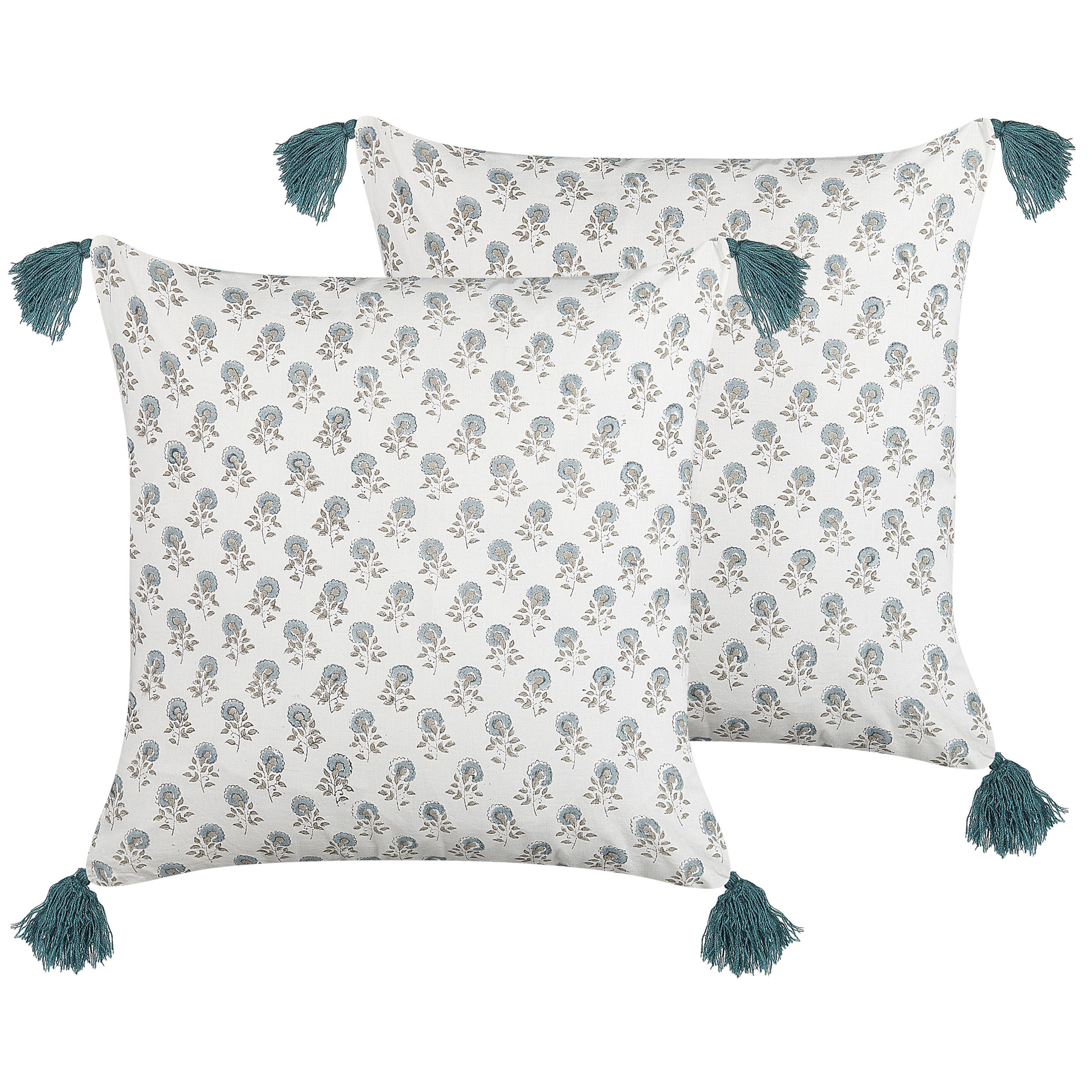 DEKOKISSEN 2er-Set Weiß 45/45 cm Cornus - Weiß, Naturmaterialien/Textil (45/45cm) - Beliani