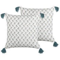 DEKOKISSEN 2er-Set Weiß 45/45 cm Cornus - Weiß, Naturmaterialien/Textil (45/45cm) - Beliani