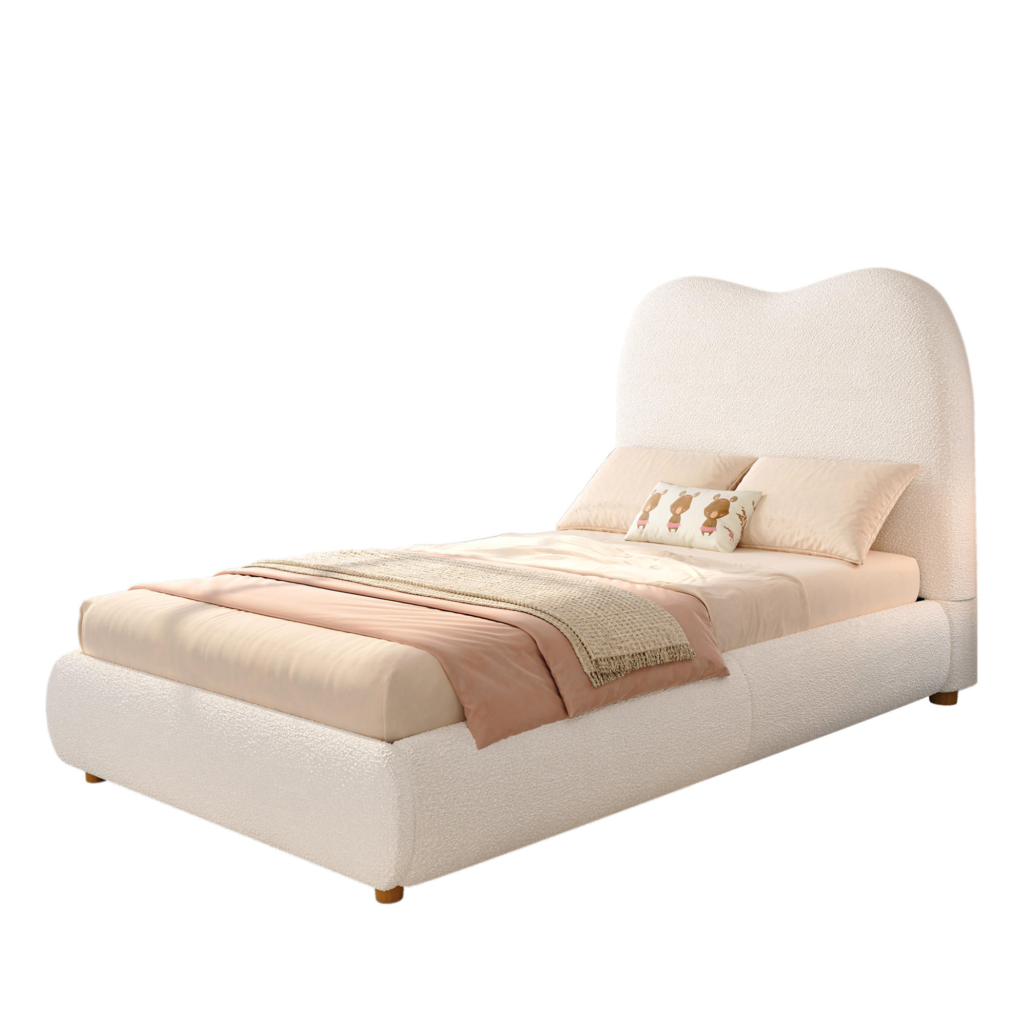 KINDERBETT 90/200 cm aus Bouclé mit Stauraum und Lattenrost Beige - Beige, Textil (90/200cm) - Modenvie
