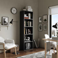 BÜCHERREGAL Bob Schwarz 40 x 132 cm mit 5 Fächern - Schwarz, Holzwerkstoff (40/132/24cm) - Vicco