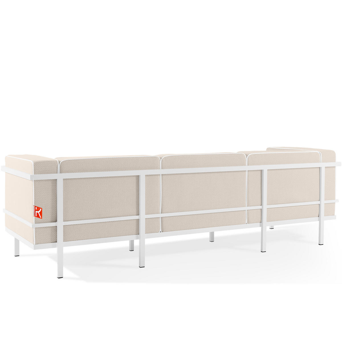 GARTENSOFA TRIGLO 3-Personen, Stahlrahmen, Modern, Weiß - Beige/Weiß, Textil/Metall (229/70/69cm) - KONSIMO®