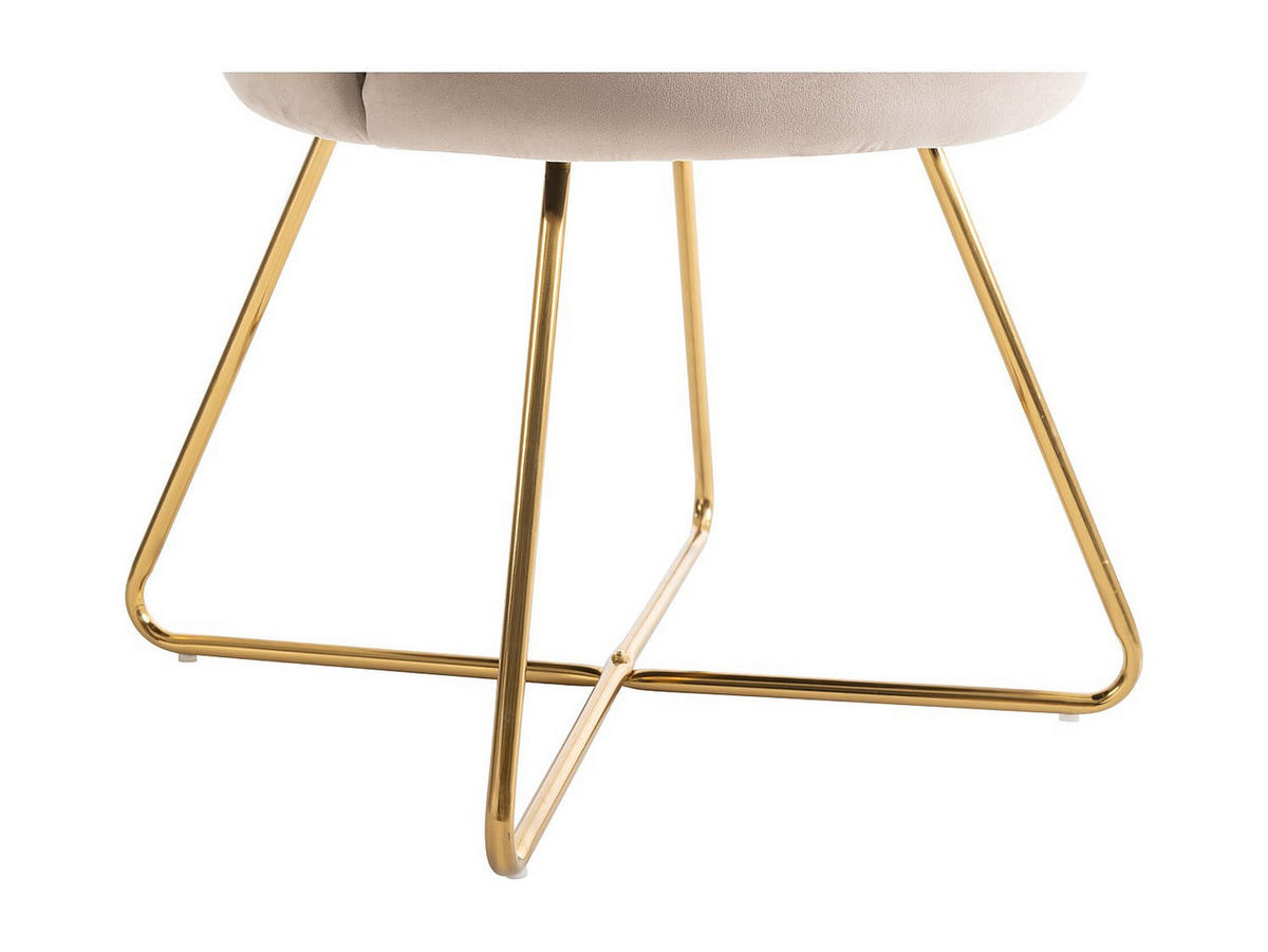 STUHL aus Samt & Metall - Beige & Goldfarben - FIORI II - Beige, Textil (64/85.5/69cm) - Vente-Unique