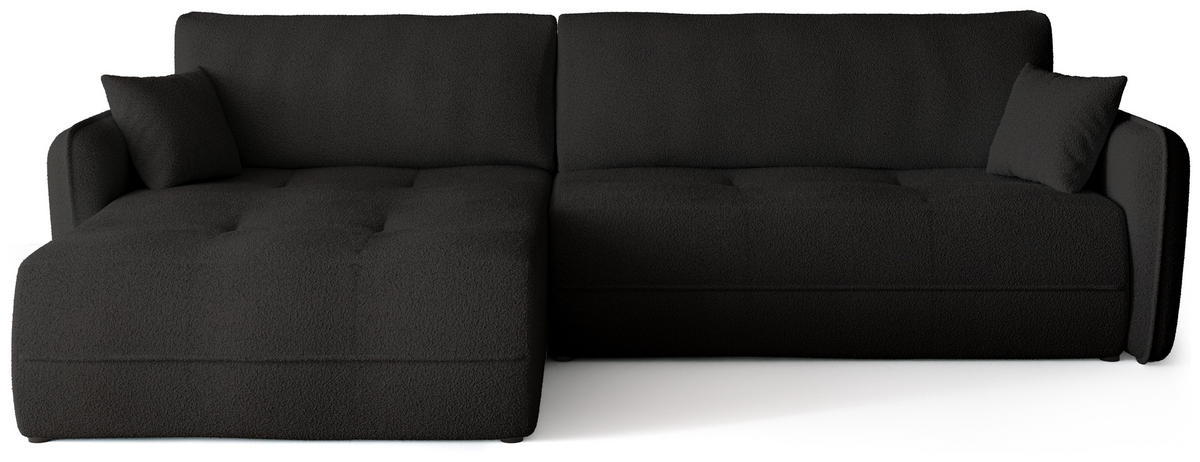 ECKSOFA CLAUDIO mit Schlaffunktion Schwarz - Schwarz, Textil (263/150cm) - Bromarkt