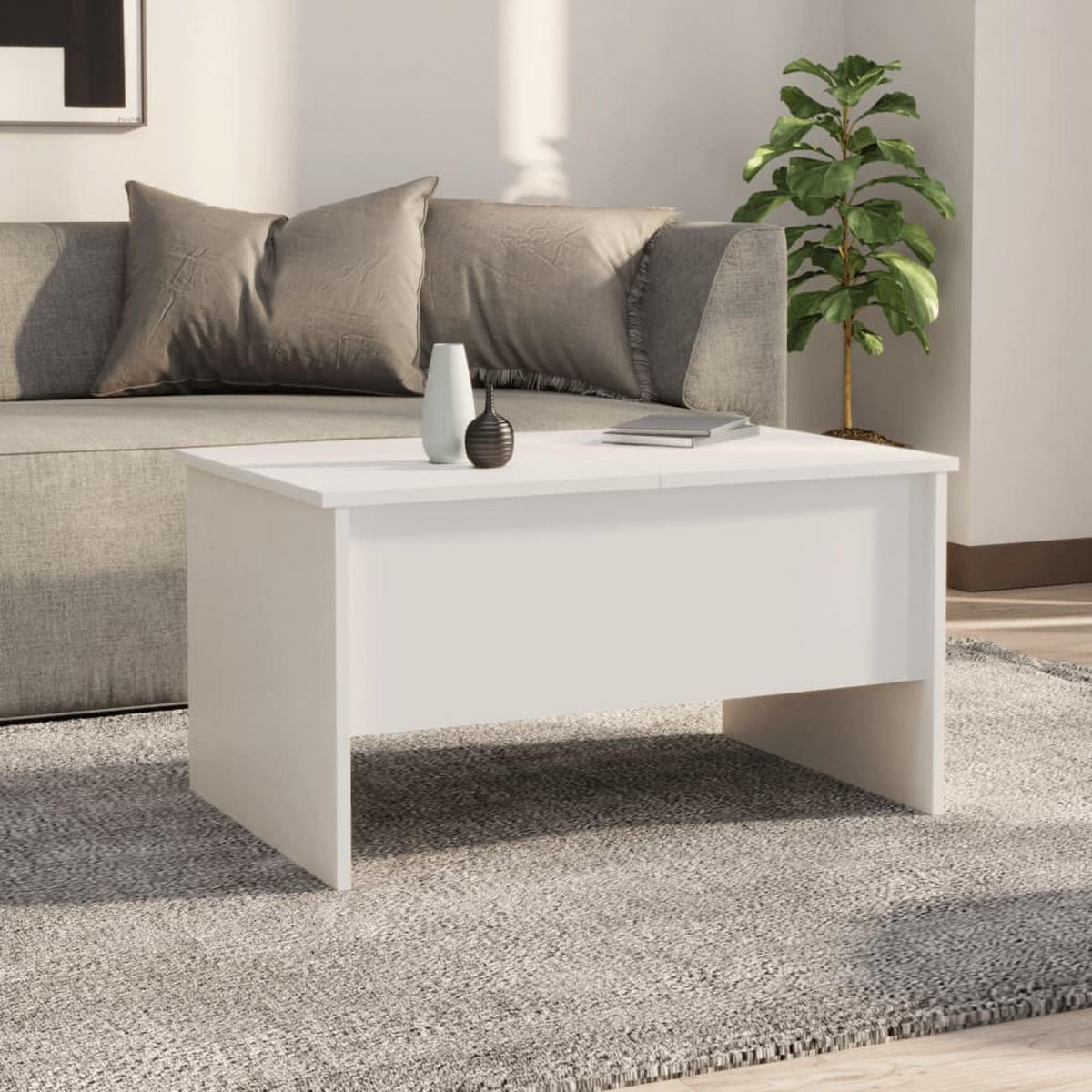 COUCHTISCH Weiß 80x50x42,5 cm Holzwerkstoff - Weiß, Holzwerkstoff (80/50/42.5cm) - furnicato