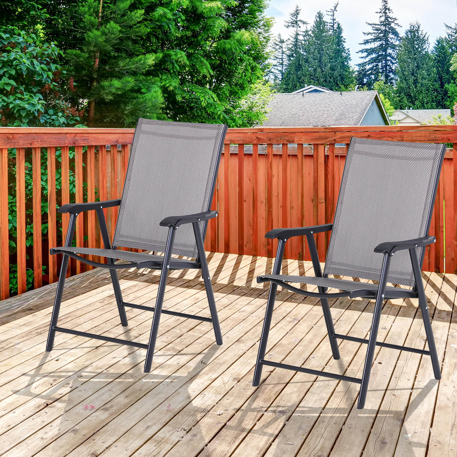 KLAPPSTUHL, Metall, Texteline, Grau - Grau, Metall (64/94/58cm) - Outsunny