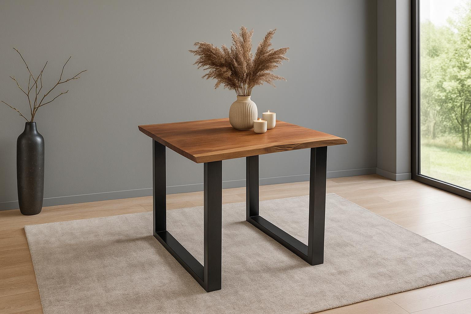 ESSTISCH MAX - Nussbaumfarben/Schwarz, Holz/Metall (90/90/77cm) - SAM