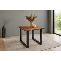ESSTISCH MAX - Nussbaumfarben/Schwarz, Holz/Metall (80/80/77cm) - SAM