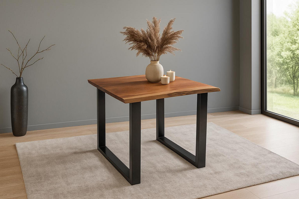 ESSTISCH MAX - Nussbaumfarben/Schwarz, Holz/Metall (80/80/77cm) - SAM